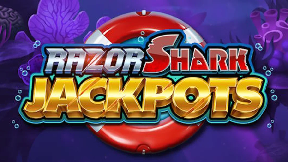 Tampilan visual slot Razor Shark Jackpots dengan tema bawah laut yang mendalam