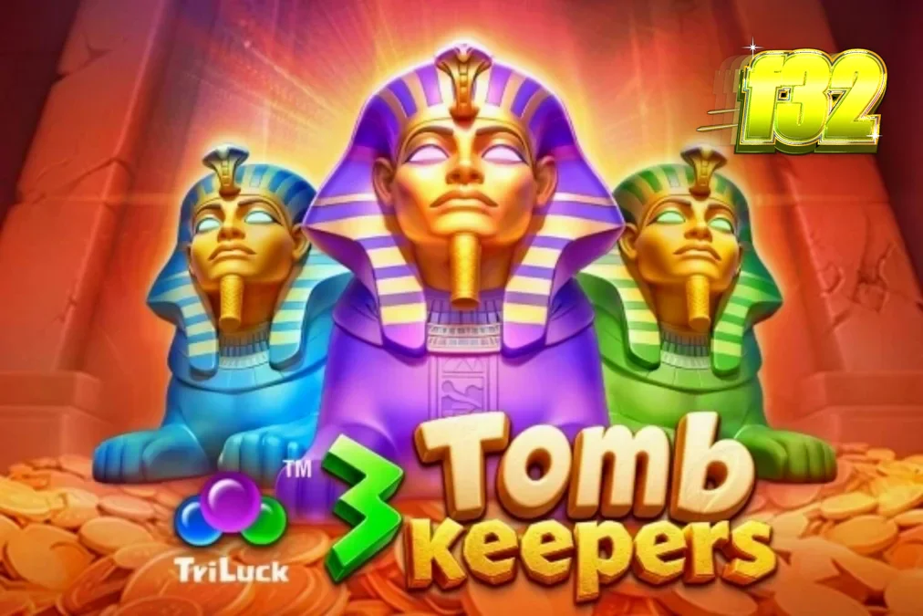 Tampilan visual slot 3 Tomb Keepers dengan tema makam Mesir kuno dan patung Firaun.